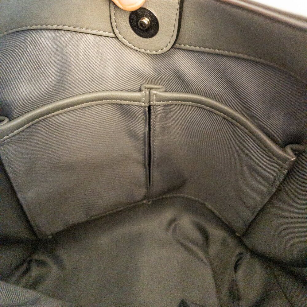 Alfani Gray Faux Leather Hobo Shoulder Bag | Slouchy Modern Tote - Picture 5 of 6